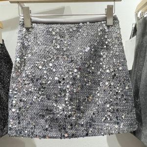 Shiny Sequin Short Skirt High Waist Slimming Womens Half Body Autumn Winter High End Versatile Anti Exposure Wrap around a Line Skirt