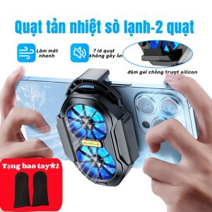 Quạt tản nhiệt siêu lạnh FS01tản nhiệt 2 quạt làm mát điện thoại siêu nhanhcó Led RGBchơi game PUBG FF ROScó bao tay
