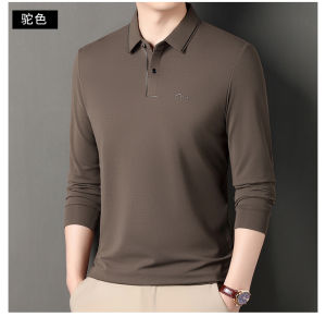Classic Car Mulberry Silk Long Sleeves T-Shirt Men 2024 Spring and Summer New Arrival Middle-Aged Loose Casual Polo Shirt Bottoming Shirt