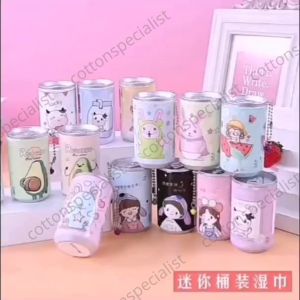 [ READY STOCK ] 30pcs Mini  Cartoon Canister Wet Wipes Canned Wet Tissue Mini Travel Wet Wipes Hand Mouth Wipe