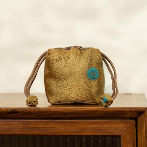 Thickened Chinese Style Yunjin Tea Set Storage Bag Portable Master Cup Storage Bag Tea Ceremony Accessories Gift