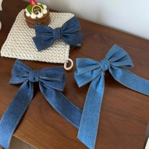 Denim Bow Hair Clip Duckbill Design Ponytail Half-up Do