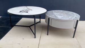 Modern Round Coffee Table Set / Minimalist Sintered Stone Coffee Table - FRM2149