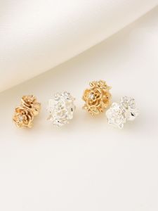Handmade 14K Gold Plated High Quality Pearl Rose Flower Spacer Beads Silver Colored Jewelry Materials for Bracelet Necklace