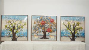 ️【3in1 】Lukisan Relief Hiasan/3PCS Modern luxury decorative 3D handicraft lucky painting/6015