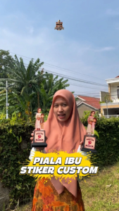 Piala Akrilik Hari Ibu (Mothers Day) NonHijab Sticker Custom Plus Tatakan | Kado Hadiah Unik Ultah Birthday