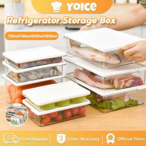 Yioce 3500ml Refrigerator Organizer Freezer Storage Box Kitchen Meat Seafood Fruit Vegetable Egg Preservation Box With Cover Kitchen Food Keeper