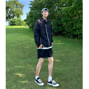 Quần Short Thể Thao Nhanh Khô Màu Tím Dopamine Cho Nam Mùa Hè Mỏng Bằng Lụa Băng Thêu Bướm Quần Dài Thường Ngày Cho Thanh Thiếu Niên