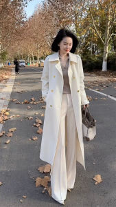 Fashionable European Style Winter Womens Coat 2023 New High Waist Long Fashionable Matching Outerwear with Other Materials