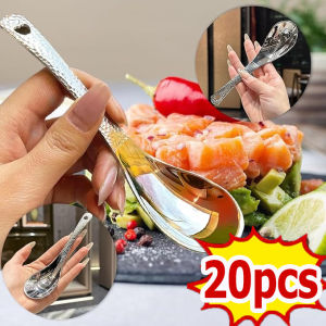 20Pcs Thicken Stainless Steel Spoon / Retro Multifunctional Durable - Watermelon Coffee Dessert Spoon / Home Kitchen Tableware / Deepen Large Capacity Long Handle