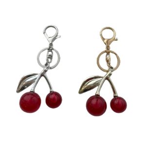 Creative Cherry Car Keychain Cherry Phone Case Decorative Pendant Acrylic Simulation Womens Bag Hanging Decoration