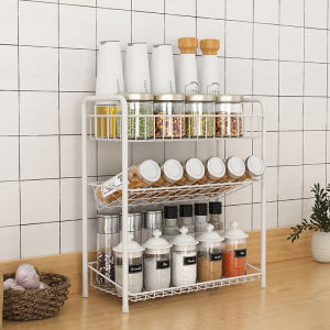 Cross-Border Kitchen Bathroom Storage Rack Spice Organizer Wall Mounted Countertop Shelf Bathroom Shelf Kitchen Storage