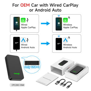 CarlinKit | CarlinKit 5.0 Wireless CarPlay Adapter Plug and Play Wired to Wireless Android Auto Car Play Mini Box Dual Mode OTA for OEM Car