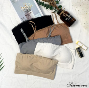 LadyLuxe - Bra Kemben Busa Wanita Model Singlet Tali Bisa di Lepas Tanktop Crop Top Tee BR072