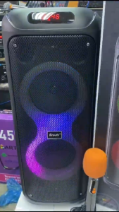 [FREE USB with MP3 songs] COD Brudo BTS-2258 RGB Portable Subwoofer Karaoke Wireless Bluetooth Speaker with Wireless Microphone
