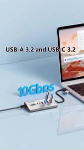 KEBIDUMEI 10Gbps 7 In 1 Docking Station USB 3.2 GEN 2 HUB Data Transfer Adapter USB Splitter Computer Accessories For PC Laptop