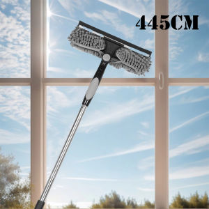 4 Meters 2-in-1 Window Cleaning Brush Squeegee Kit Extendable Handle Durable Stainless Steel High-Reach Outdoor Glass Cleaning