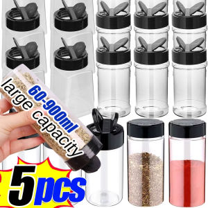 5pcs Large Capacity Butterfly Shaped Double Flip Seasoning Bottle 50-900ml Clear Spice Jars with Shaker Lids  Herbs Powders Salt Pepper BBQ Condiment Box Kitchen Tools
