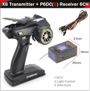 DUMBORC X6 X4 2.4G 4CH 6CH Transmitter P6F P6FG P6DCG Gyro Receiver LED Light for 1/10 1/8 RC Car Crawler Axial SCX10 D90 Boat
