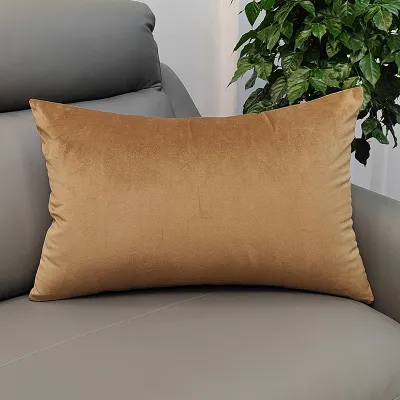 Velvet Pillow Pure Color Large Living Room Sofa Rectangular Backrest Pillowcase Cover without Core for Watching TV at Home