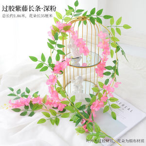 Artificial Wisteria Branch Decorative Flowers Wedding Decoration Violet Vine Privacy Cover for Air Conditioner Pipe