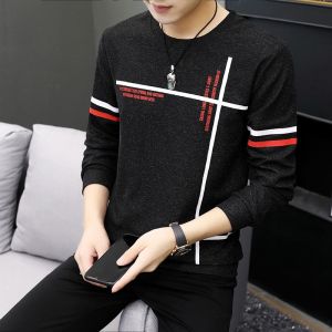 ROMON | Loose Long Sleeve Round Neck Mens T-shirt Casual Base Layer Shirt Fashionable Spring Autumn New Style Romon Brand Cotton Sweatshirt