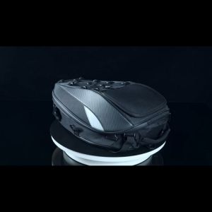 Seekiny Motorcycle Black Tail Bag Seat Bag Dual Use Motorcycle Waterproof Helmet Bag for Motorbike Storage Bags Tail Pack Reflective Scalable Motorbike Travel Luggage Bag Helmet Pack