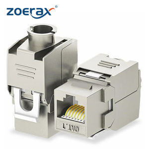 ZOERAX | ZOERAX 2PCS Cat6a Cat7 Keystone Jack Cat7 RJ45 STP Tool-Less Type Zinc Alloy Module Jacks Adapter Coupler for 22 to 26 AWG