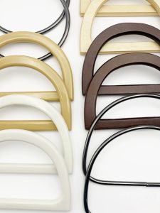 High Quality Wooden Handcrafted round Handbag Womens Bag D-Ring Accessories Portable Cat Ear Half round Woven Bag