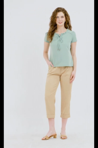 Krizia Puff Sleeves Ruffle Tie Neck Blouse Top