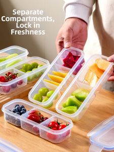 MRUN | Portable Food Grade Storage Box Narrow Stripe Divided Sealed Container