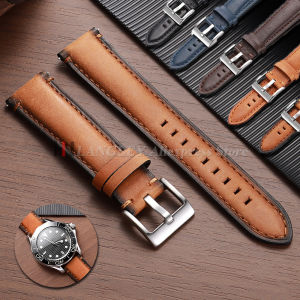 QUICK RELEASE VINTAGE Cowhide หนังสายนาฬิกา 20 มม.22 มม.24 มม.สําหรับ Fossil สําหรับ Huawei นาฬิกา GT4/GT5 สร้อยข้อมือสีน้ําตาลอุปกรณ์เสริม