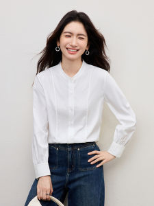 YAOMUHUA | White Standing Collar Business Elegant Blouse