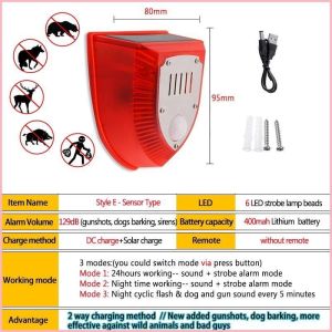 Solar Alarm Timer Human Sensing Infrared Alarm Light Solar Warning Device Anti theft Animal Drive Device Solar Powered Beast Driven Mouse Driven Grid Timer Infrared Sensing Bird Driven Transformer Tower
