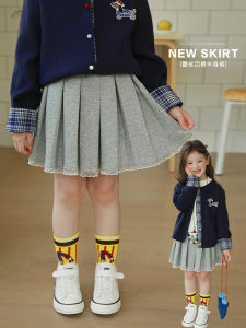 ASLN Girls Autumn Fashion 2025 New Style Childrens Skirt Baby Versatile Korean School Style Girls Pleated Mini Skirt