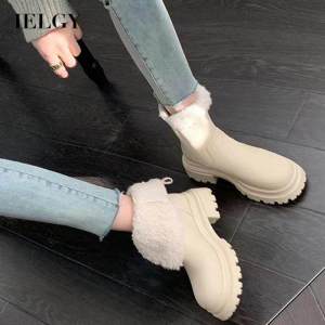 IELGY womens fleece thickened waterproof and non-slip thick bottom snow boots
