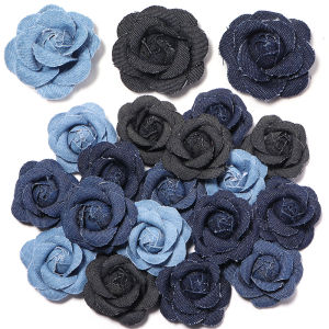 3pcs/lot 4.5cm Denim Fabric Artificial Flower Denim Handmade Camellia Flower For DIY Crafts Clothing Headwear Decor Accessories