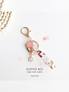 Original Cherry Blossom Double-Sided Letter Keychain Wristband Couple Accessories Best Friend Jewelry Zinc Alloy Creative Gift