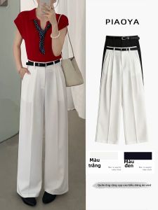 PIAOYA | Quần Tây Phối Cao Thoáng Mát Màu Trắng