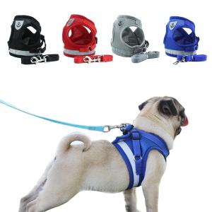 Sentexin Dog Cat Breathable Harness with Leash Pet Adjustable Reflective Vest Walking Collars for Small Medium Dog