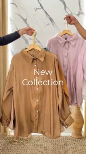 Jessie Kemaja Shimer Atasan Wanita Simple Elegan Kemeja Oversize