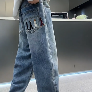 กางเกงยีนส์เด็กผู้ชาย กางเกง เด็ก กางเกงเด็ก ผ้าคุณภาพดี ระบายอากาศได้สะดวกสบาย เอวยางยืด ขนาด 130-160cm