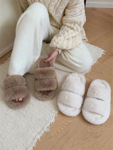 Soft Plush Slip Slippers Womens Indoor Home Warmth Fashionable Minimalist Style Fall Winter Outerwear Gentle on Foot Cotton Slippers