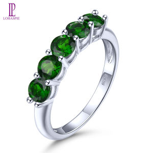 Lohaspie Đồ Trang Sức 1.4 Carats Bất Rắn Sterling Silver 925 Nhẫn Tự Nhiên Chrome Diopside Nhẫn Màu Xanh Lá Cây Đá Quý trang sức nhẫn cho phái nữ Món Quà Sinh Nhật