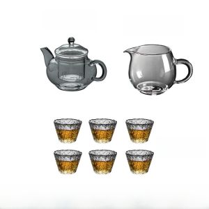 Small Glass Tea Pot with Inner Bowl Filter for Brewing Tea Japanese Style Home Use Heat Resistant Glass Gongfu Tea Set