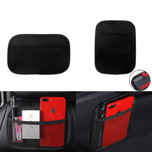 Car Storage Net Pocket Multi-Use Leather Oxford Fabric Mesh Bag Auto Drink/Phone Holder Auto Stowing Tidying