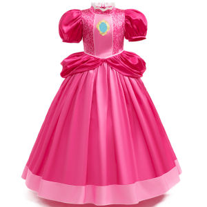 2026 summer new princess peach dress up clothes Halloween performance costume cosplay dress pink puff sleeve long skirt