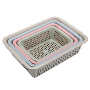 Rectangular Plastic Drain Basket Commercial Use Barbecue Nursery Kitchen Storage Basket Mesh Basket PP Material Nordic Style