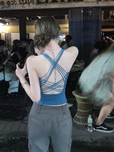 chaqi | เสื้อกั๊กคอวีเซ็กซี่สไตล์อเมริกันย้อนยุคสำหรับผู้หญิงในช่วงฤดูร้อน เสื้อแขนกุดทรงเข้ารูปกระชับสัดส่วนสั้นสุดเทรนด์