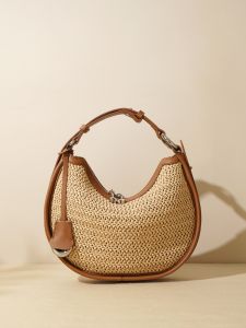 Túi Đeo Chéo Bằng Da Dệt Mới Mùa Hè 2025 Cho Nữ Túi Đeo Chéo Hình Bán Nguyệt Bằng Da Thật Túi Đeo Vai Đơn Túi Đeo Chéo Dưới Cánh Tay Túi Xách